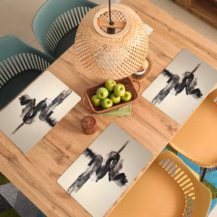Golven - Penseelstreken - Beige - Minimalistisch Placemat vinyl groot -zzsfeer5_Kitchenyeah-website