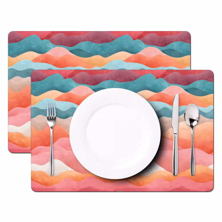 Golven - Kleurrijk - Abstract Placemat vinyl groot -zzsfeer2_Kitchenyeah-website