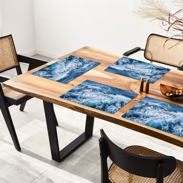 Golven - Oceaan - Blauw Placemat vinyl groot -zzsfeer4_Kitchenyeah-website