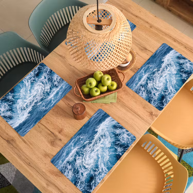 Golven - Oceaan - Blauw Placemat vinyl groot -zzsfeer5_Kitchenyeah-website