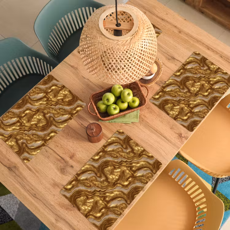 Golven - Organisch - Goud - Crème Placemat vinyl groot 368 -zzsfeer5_Kitchenyeah-website