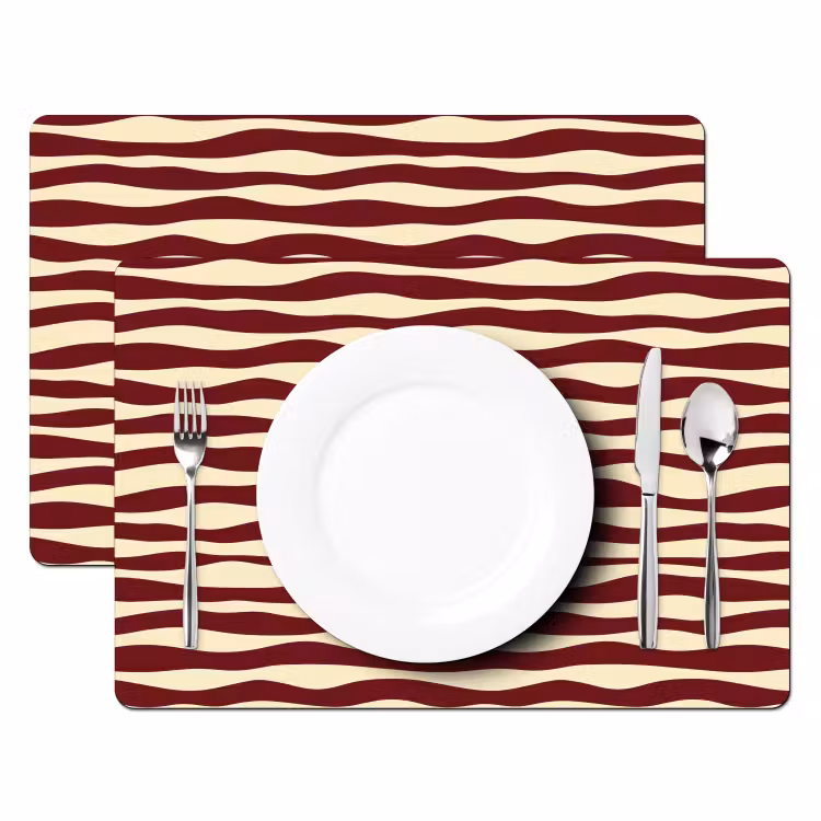 Golven - Rood - Patroon - Crème Placemat vinyl groot 368 -zzsfeer2_Kitchenyeah-website