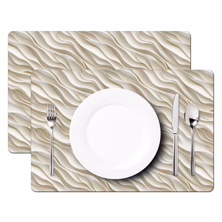 Golven - Wit - Minimalistisch Placemat vinyl groot 368 -zzsfeer2_Kitchenyeah-website