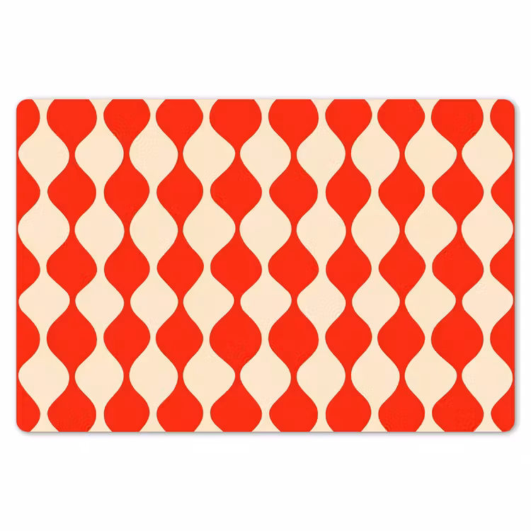 Golvend patroon - Retro - Rood - Beige Placemat vinyl groot 368 -zzsfeer1_Kitchenyeah-website