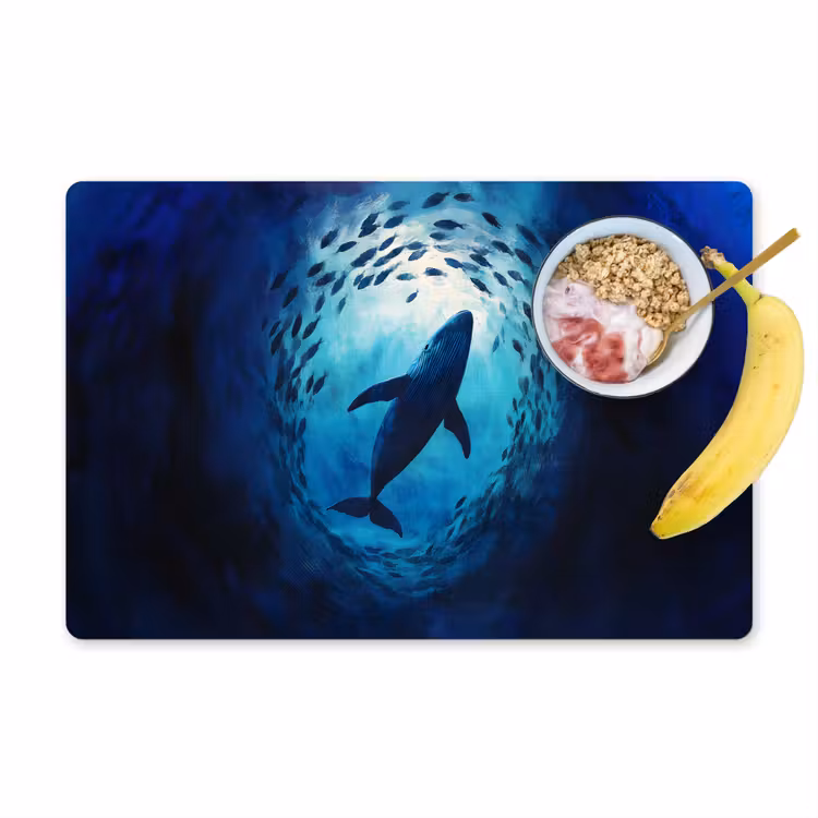 Walvis - Vissen - Donkerblauw Placemat vinyl groot -zzzproduct_Kitchenyeah-website