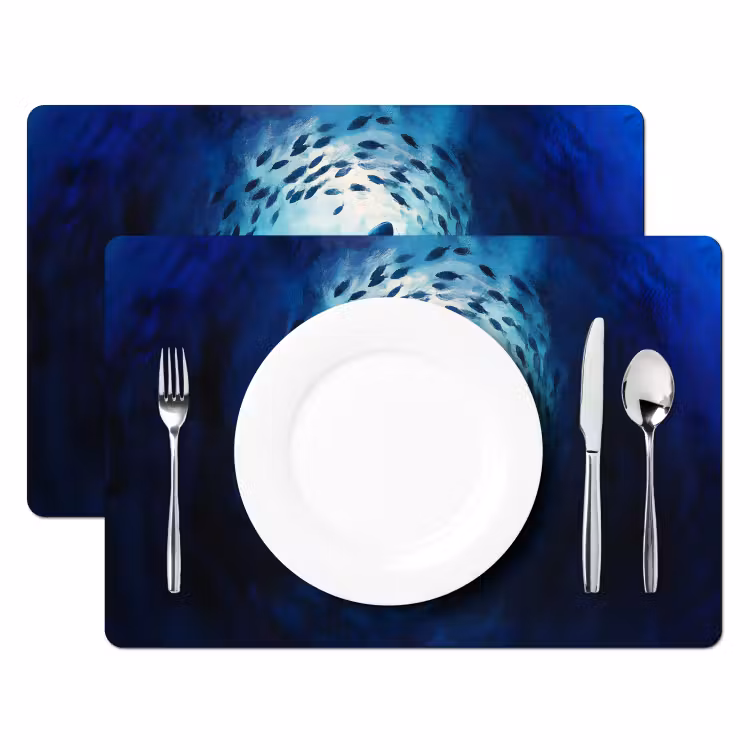 Walvis - Vissen - Donkerblauw Placemat vinyl groot -zzsfeer2_Kitchenyeah-website