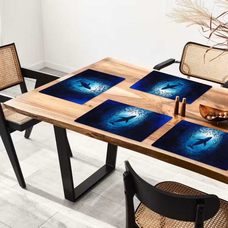 Walvis - Vissen - Donkerblauw Placemat vinyl groot -zzsfeer4_Kitchenyeah-website