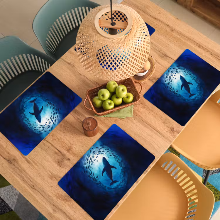 Walvis - Vissen - Donkerblauw Placemat vinyl groot -zzsfeer5_Kitchenyeah-website