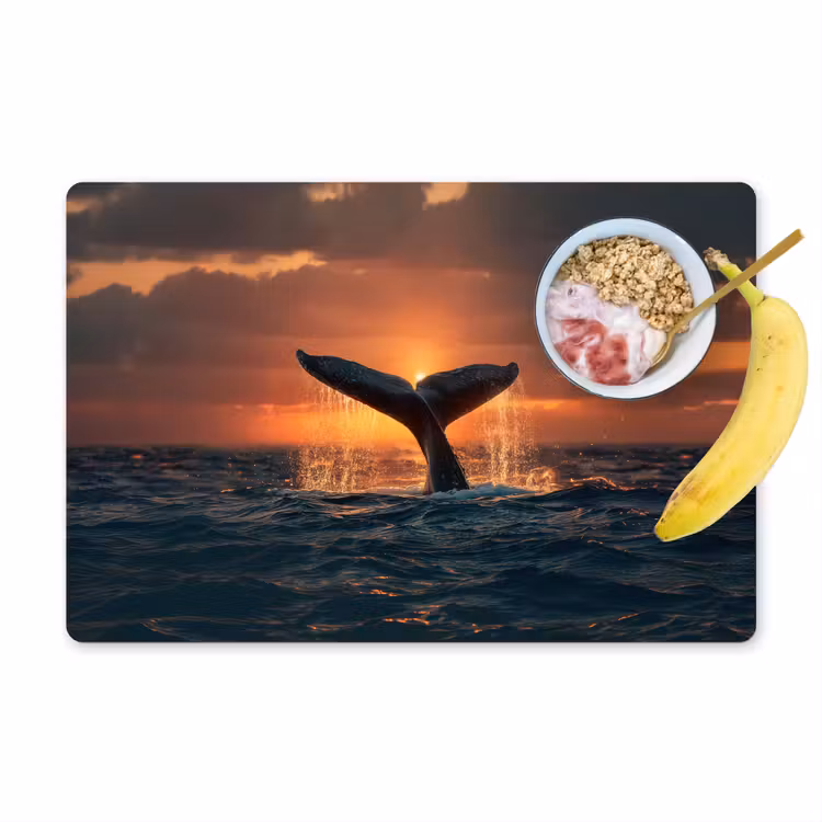 Walvis staart - Water - Zonsondergang Placemat vinyl groot -zzzproduct_Kitchenyeah-website