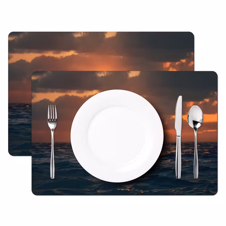 Walvis staart - Water - Zonsondergang Placemat vinyl groot -zzsfeer2_Kitchenyeah-website