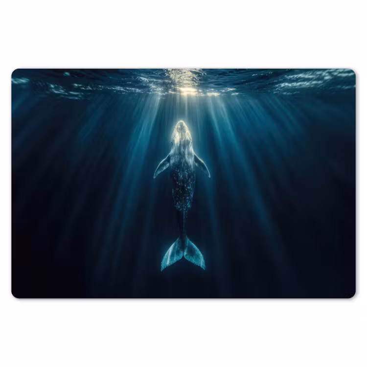 Walvis - Water - Zonnestralen - Blauw Placemat vinyl groot -zzsfeer1_Kitchenyeah-website