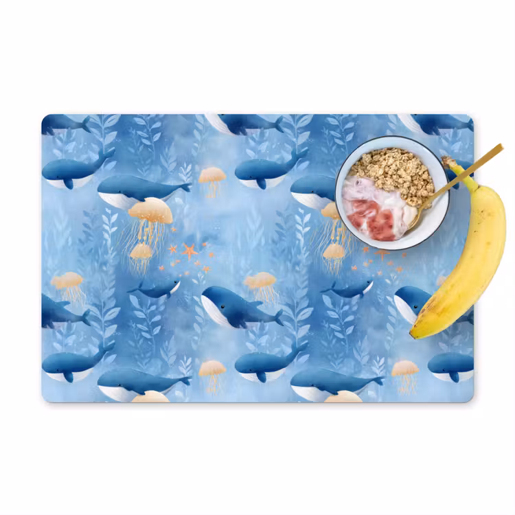 Walvissen - Oceaan - Blauw Placemat vinyl groot 368 -zzzproduct_Kitchenyeah-website
