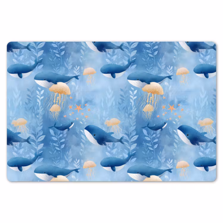 Walvissen - Oceaan - Blauw Placemat vinyl groot 368 -zzsfeer1_Kitchenyeah-website