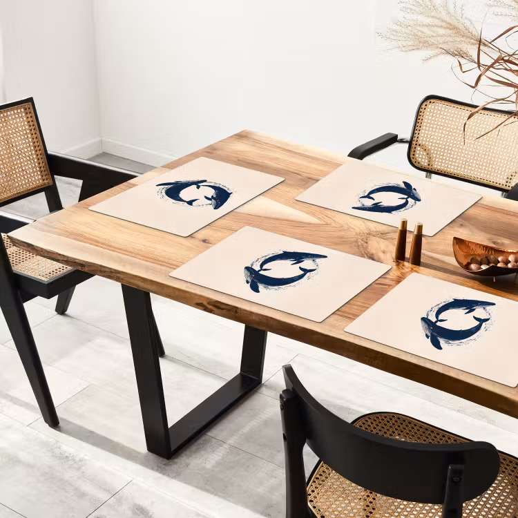 Walvissen - Spetters - Cirkel - Donkerblauw Placemat vinyl groot -zzsfeer4_Kitchenyeah-website