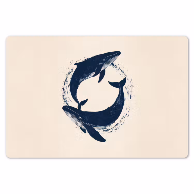 Walvissen - Spetters - Cirkel - Donkerblauw Placemat vinyl groot -zzsfeer1_Kitchenyeah-website