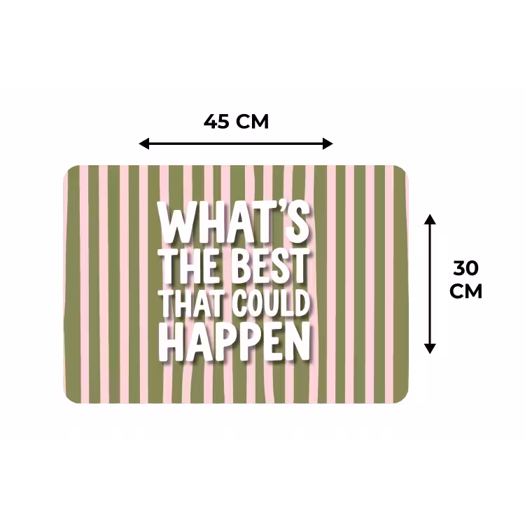 What's the best that could happen - Strepen - Groen - Roze Placemat vinyl groot -specs