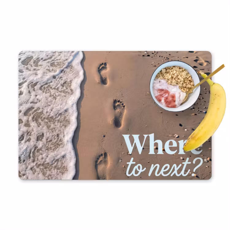 Where to next - Strand - Voetstappen Placemat vinyl groot -zzzproduct_Kitchenyeah-website
