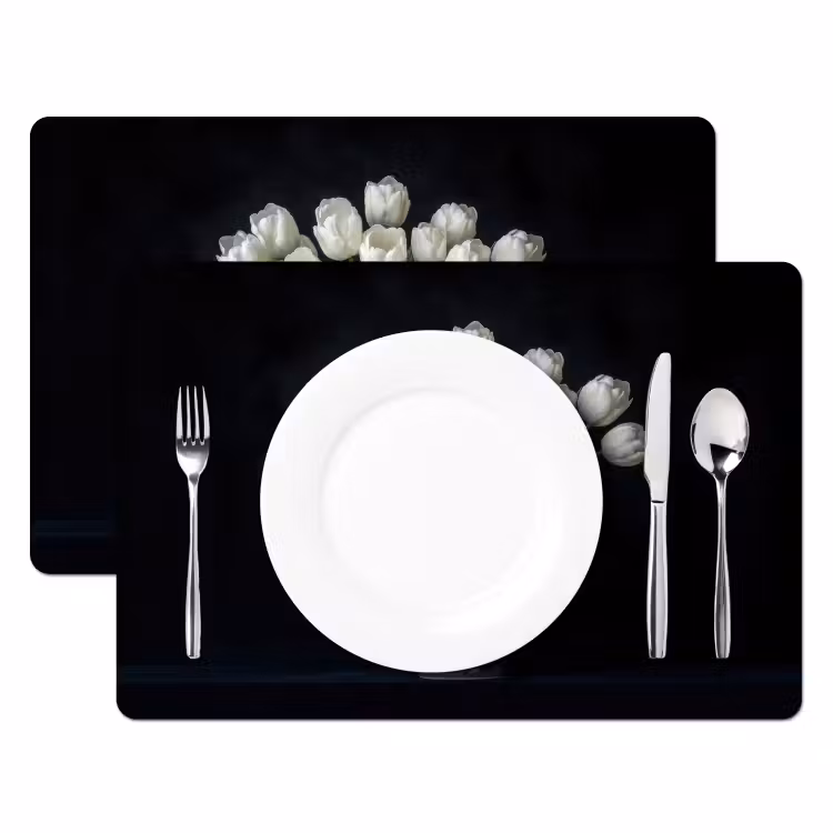 Wit - Bloemen - Tulpen - Vaas Placemat vinyl groot -zzsfeer2_Kitchenyeah-website