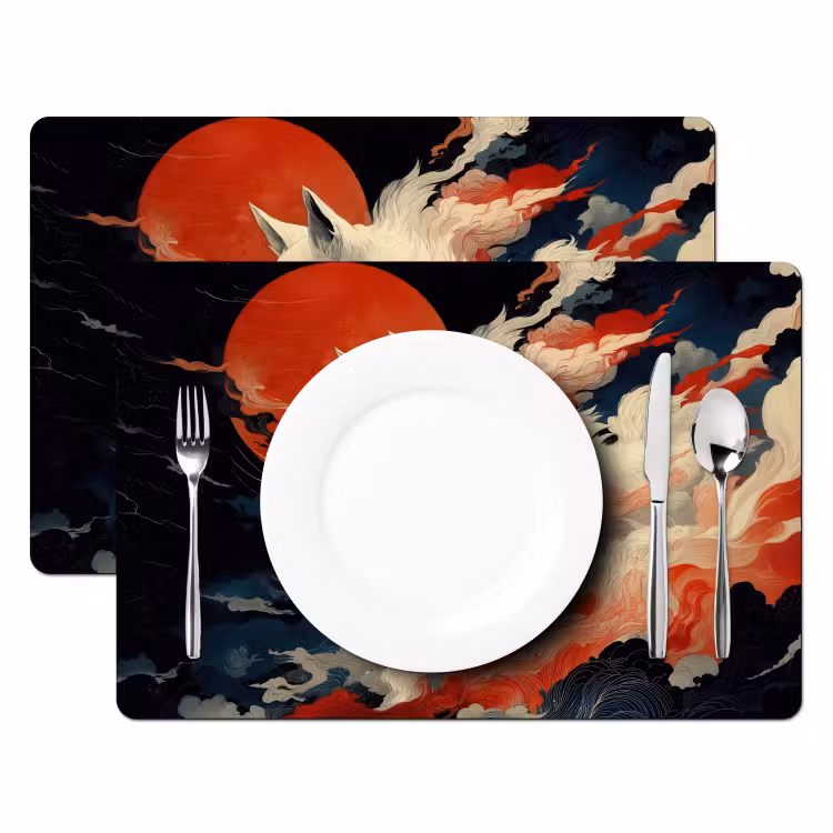 Witte vos - wolken - maan Placemat vinyl groot -zzsfeer2_Kitchenyeah-website
