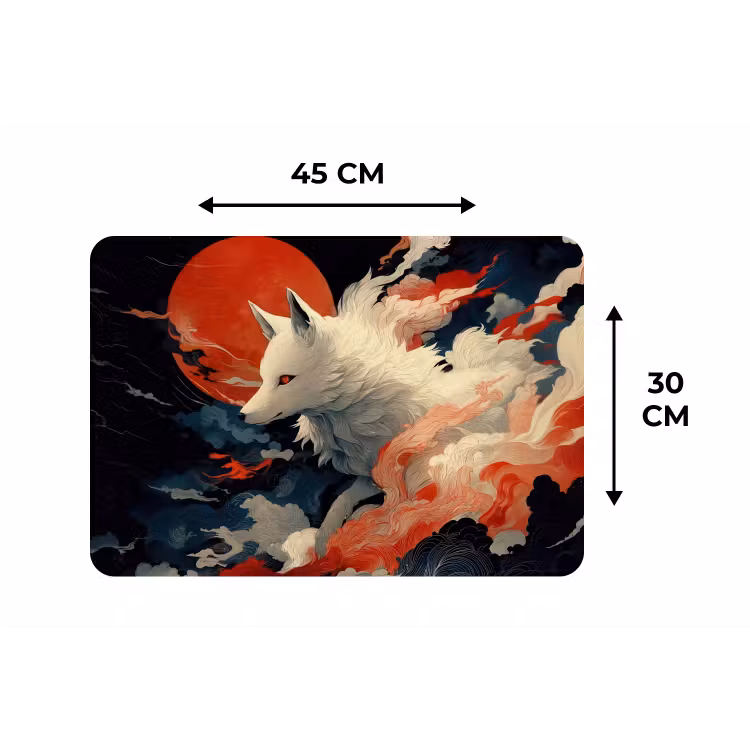 Witte vos - wolken - maan Placemat vinyl groot -specs
