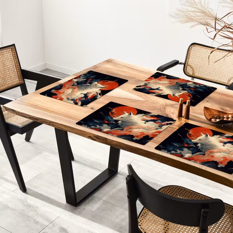 Witte vos - wolken - maan Placemat vinyl groot -zzsfeer4_Kitchenyeah-website