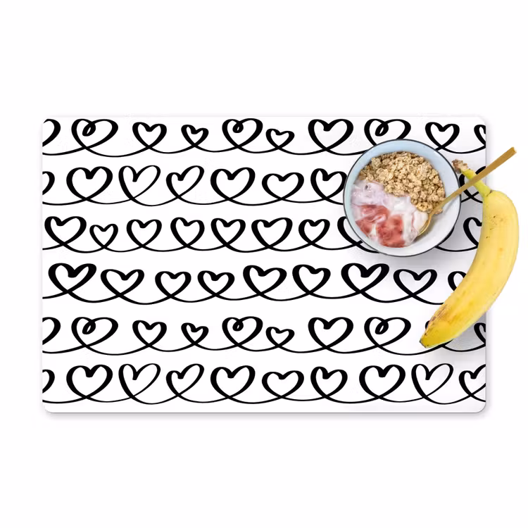 Wit - Harten -  Verweven - Zwart Placemat vinyl groot 368 -zzzproduct_Kitchenyeah-website