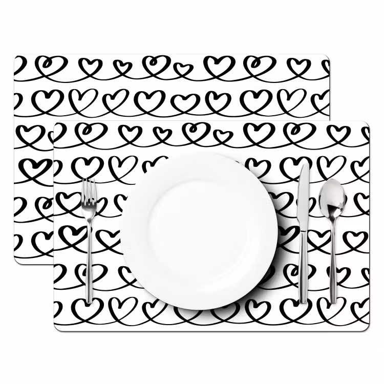 Wit - Harten -  Verweven - Zwart Placemat vinyl groot 368 -zzsfeer2_Kitchenyeah-website