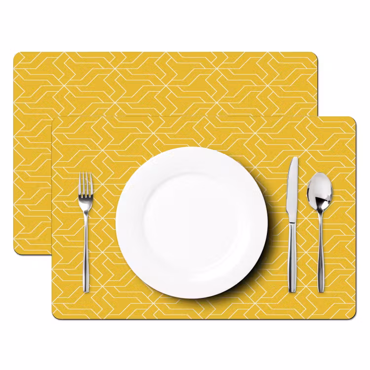 Wit - Geel - Patroon - Geometrisch Placemat vinyl groot 368 -zzsfeer2_Kitchenyeah-website