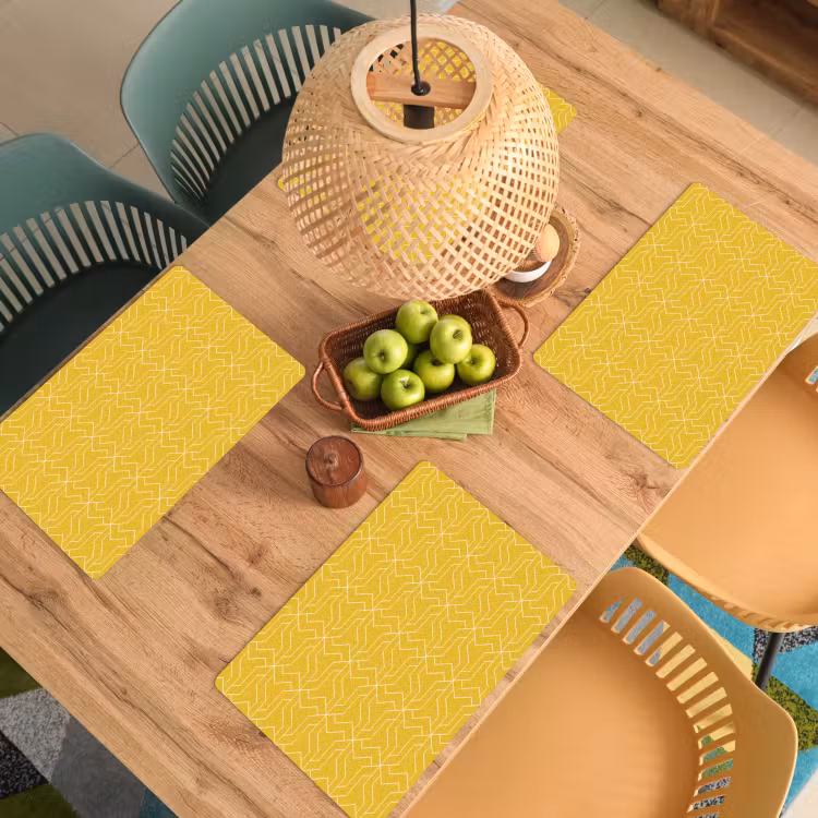 Wit - Geel - Patroon - Geometrisch Placemat vinyl groot 368 -zzsfeer5_Kitchenyeah-website