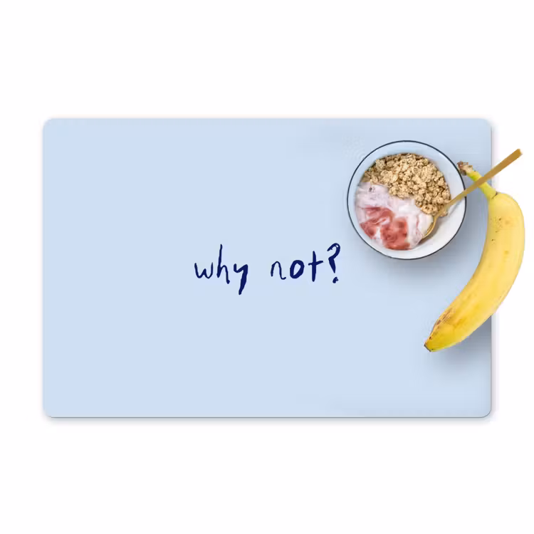Why not - Blauw - Donker blauw - Quote Placemat vinyl groot -zzzproduct_Kitchenyeah-website
