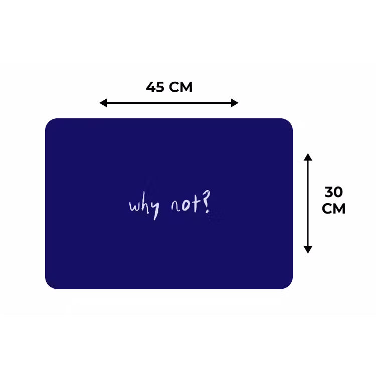Why not - Blauw - Handgeschreven Placemat vinyl groot -specs