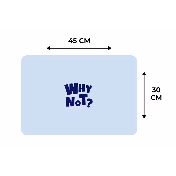 Why not - Blauw - Licht blauw - Quote Placemat vinyl groot -specs