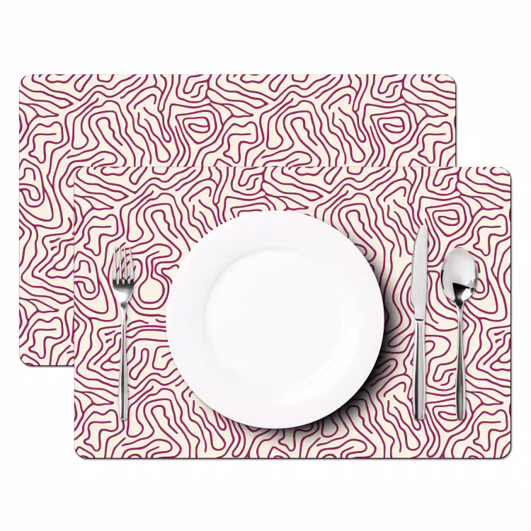 Kronkelende lijn - Magenta - Crème Placemat vinyl groot 368 -zzsfeer2_Kitchenyeah-website