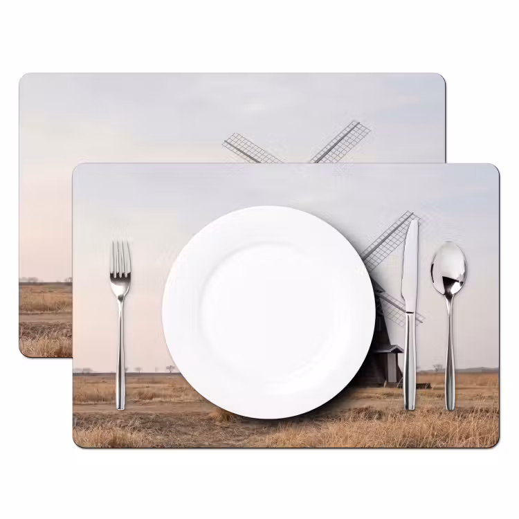 Windmolens - Landschap - Veld Placemat vinyl groot -zzsfeer2_Kitchenyeah-website