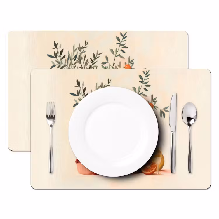 Wijnflessen - Takken - Sinaasappels Placemat vinyl groot -zzsfeer2_Kitchenyeah-website