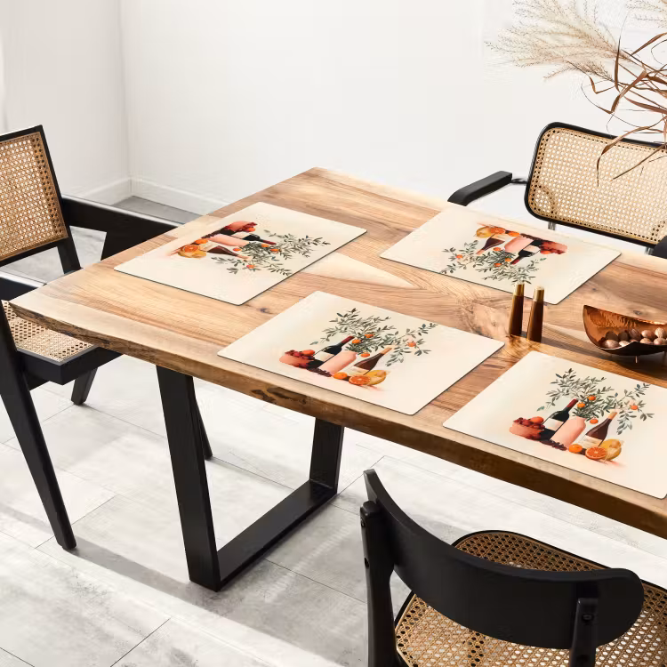 Wijnflessen - Takken - Sinaasappels Placemat vinyl groot -zzsfeer4_Kitchenyeah-website