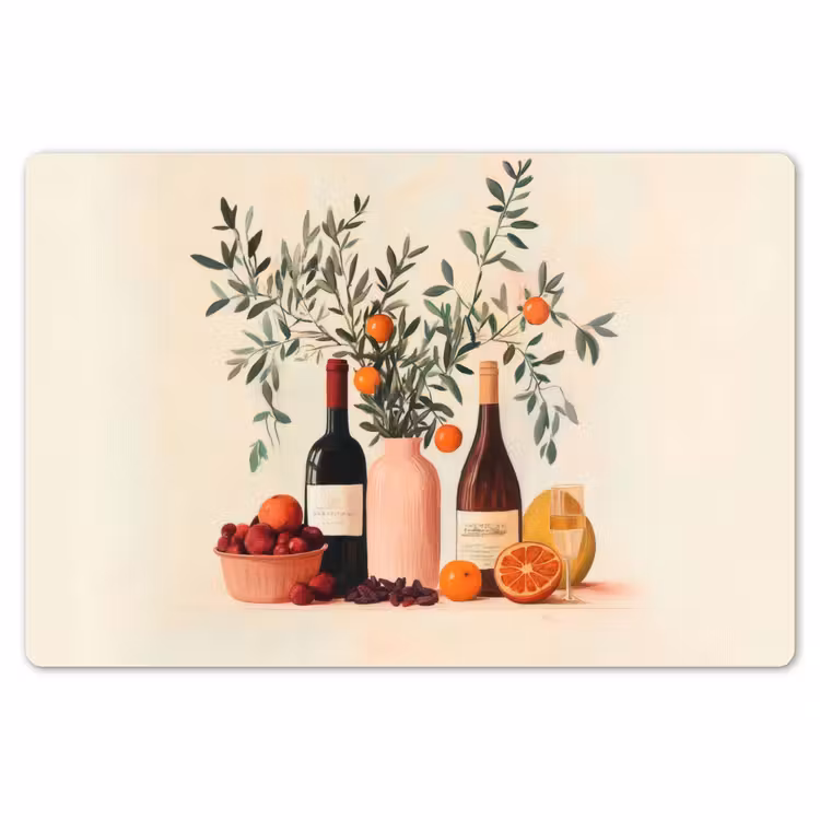 Wijnflessen - Takken - Sinaasappels Placemat vinyl groot -zzsfeer1_Kitchenyeah-website