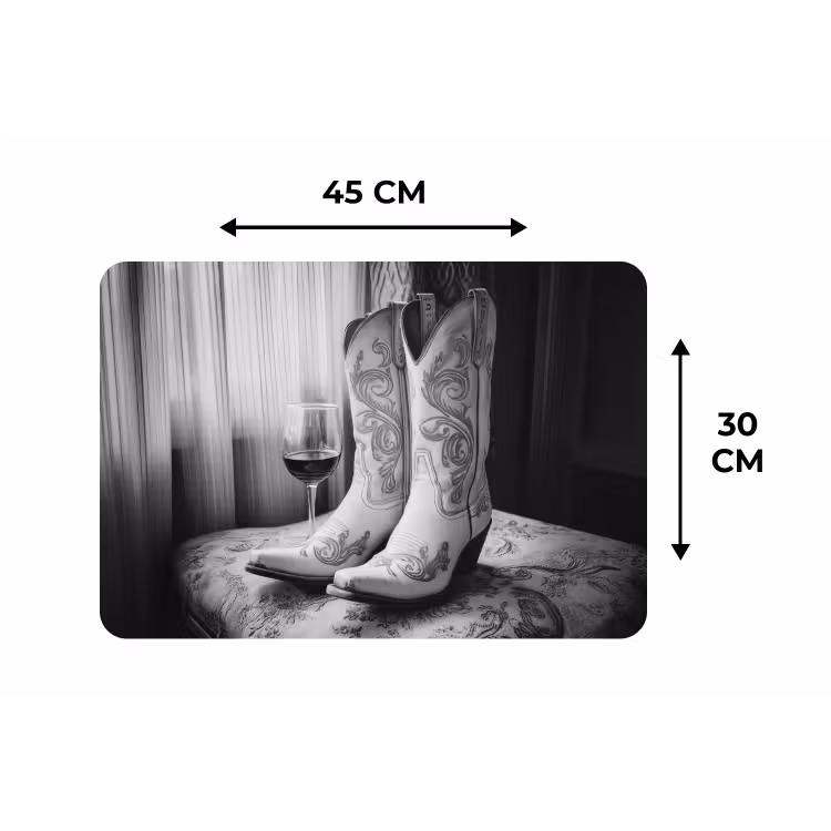 Wijn - Cowboylaarzen - Raamlicht - Wit Placemat vinyl groot -specs