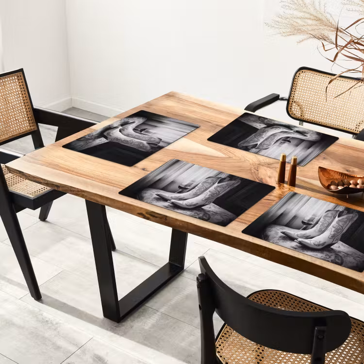 Wijn - Cowboylaarzen - Raamlicht - Wit Placemat vinyl groot -zzsfeer4_Kitchenyeah-website