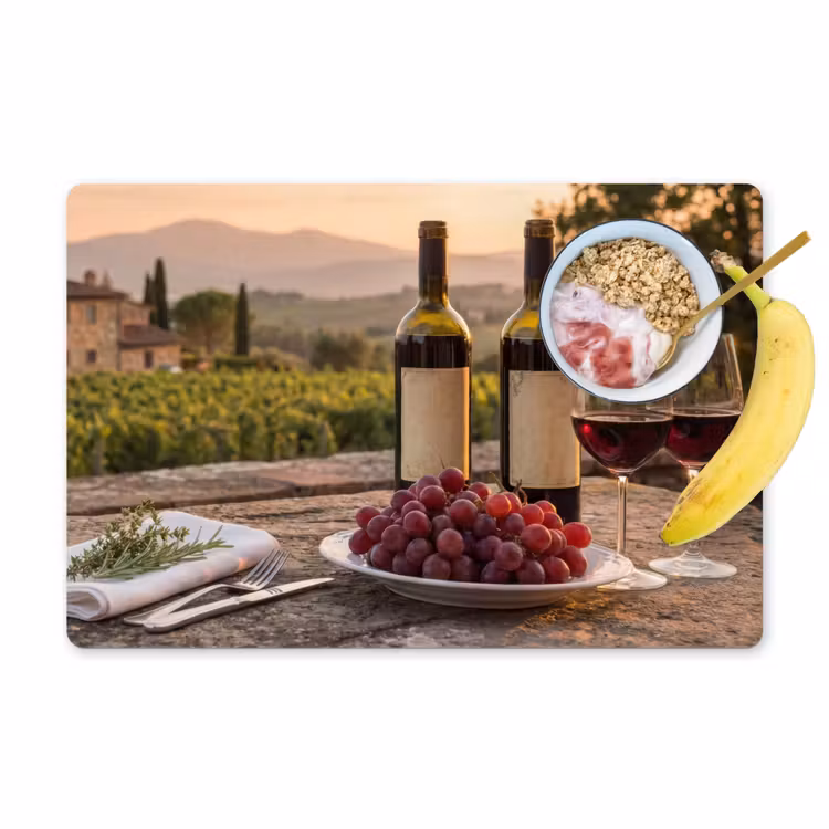 Wijn - Glazen - Druiven - Wijngaard Placemat vinyl groot -zzzproduct_Kitchenyeah-website