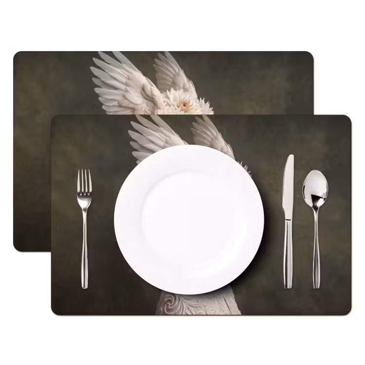 Vleugels - Vrouw - Wit Placemat vinyl groot -zzsfeer2_Kitchenyeah-website