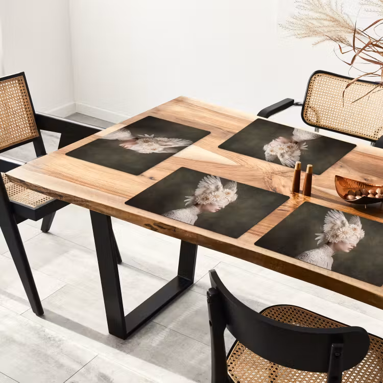 Vleugels - Vrouw - Wit Placemat vinyl groot -zzsfeer4_Kitchenyeah-website