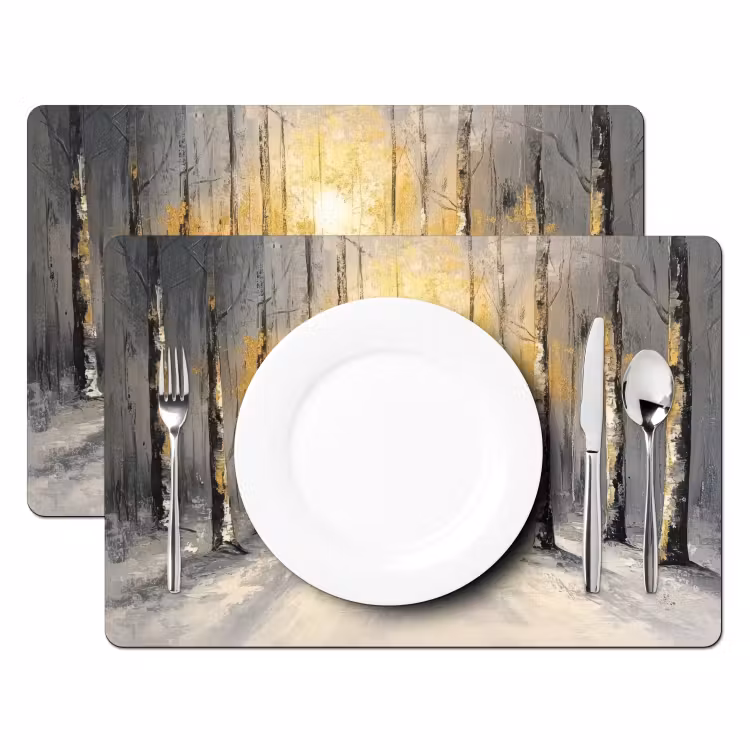 Winter - Abstract - Sneeuw - Natuur - Zon Placemat vinyl groot -zzsfeer2_Kitchenyeah-website