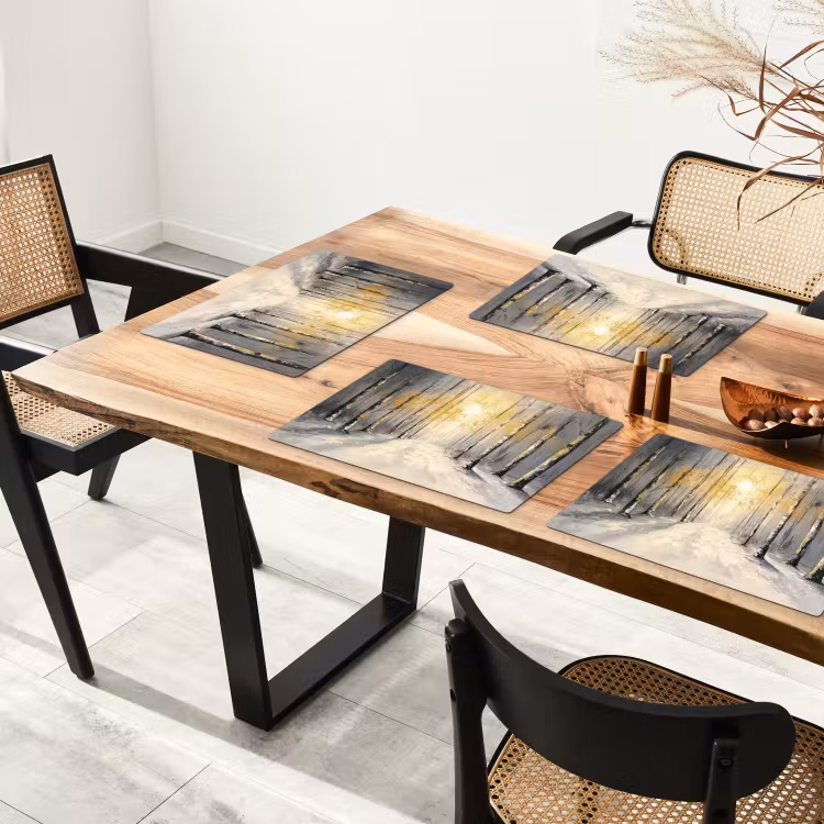 Winter - Abstract - Sneeuw - Natuur - Zon Placemat vinyl groot -zzsfeer4_Kitchenyeah-website