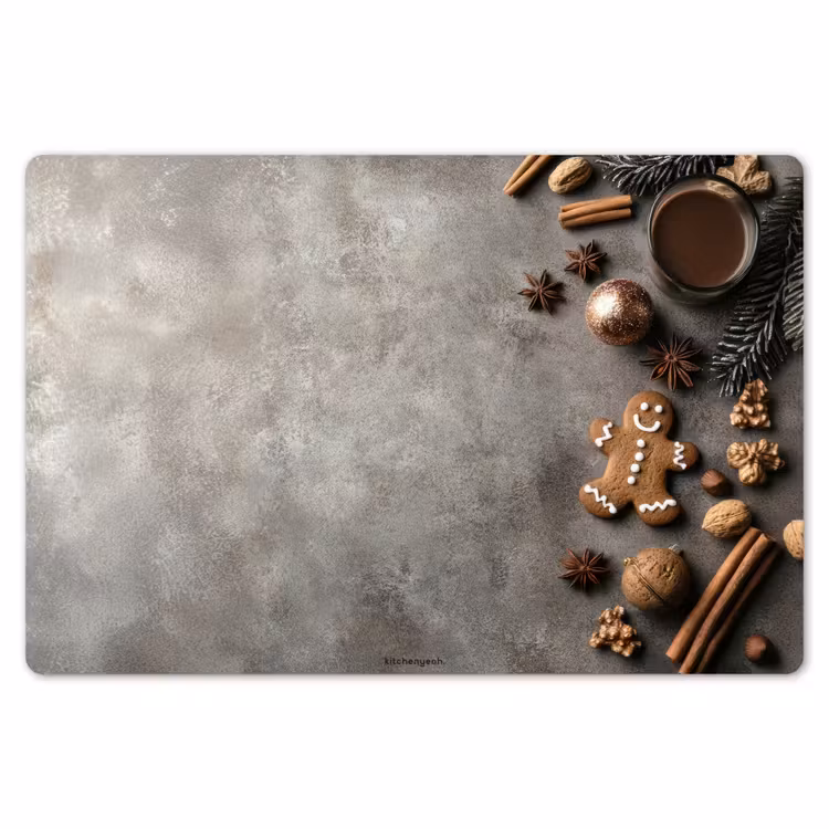 Winter - Kerst - Beton - Gingerbread man Placemat vinyl groot -zzsfeer1_Kitchenyeah-website