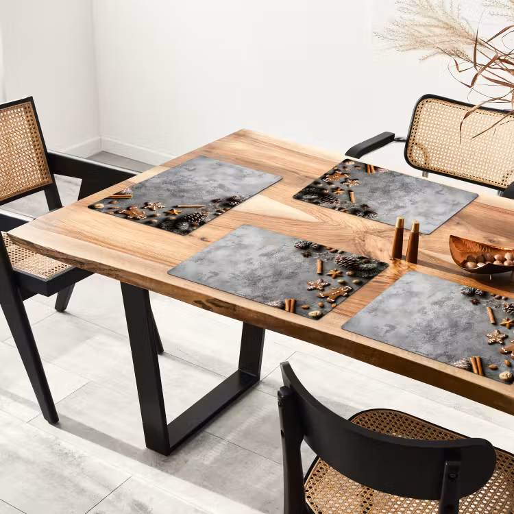Winter - Kerst - Beton - Dennenappels Placemat vinyl groot -zzsfeer4_Kitchenyeah-website