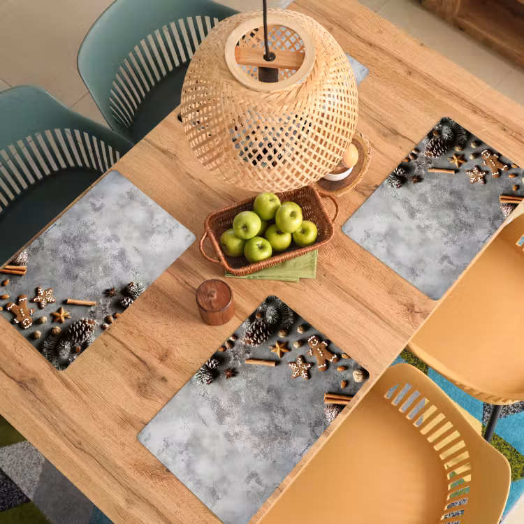 Winter - Kerst - Beton - Dennenappels Placemat vinyl groot -zzsfeer5_Kitchenyeah-website