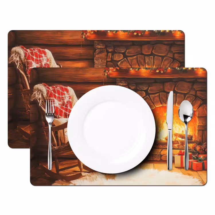 Winter - Kerst - Huis - Openhaard Placemat vinyl groot -zzsfeer2_Kitchenyeah-website