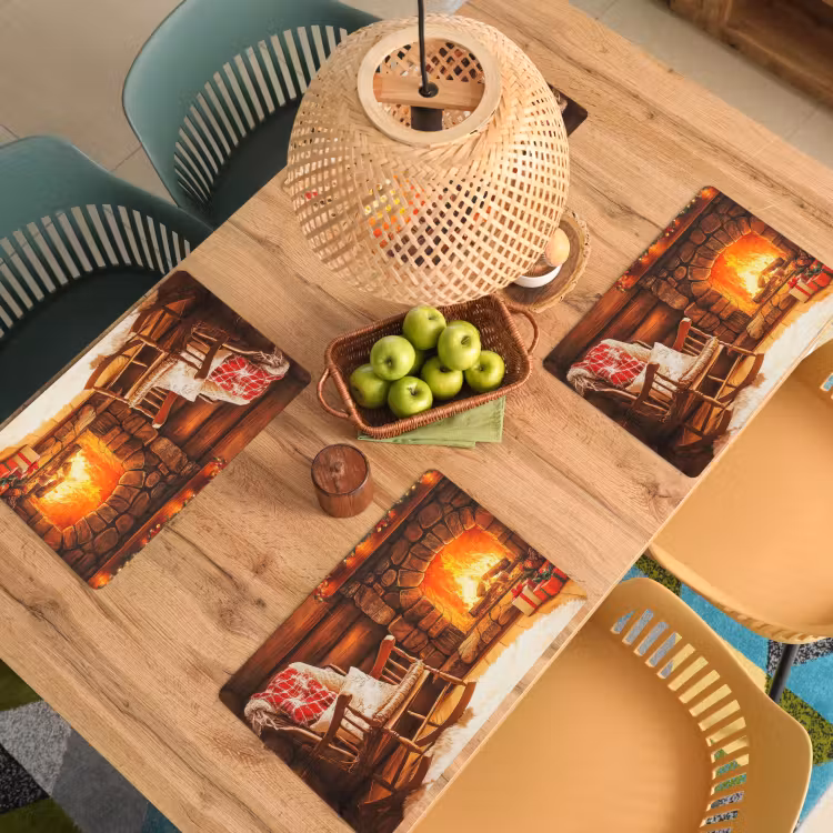 Winter - Kerst - Huis - Openhaard Placemat vinyl groot -zzsfeer5_Kitchenyeah-website