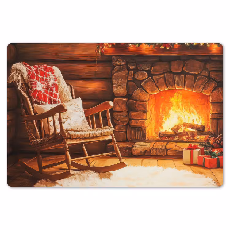 Winter - Kerst - Huis - Openhaard Placemat vinyl groot -zzsfeer1_Kitchenyeah-website